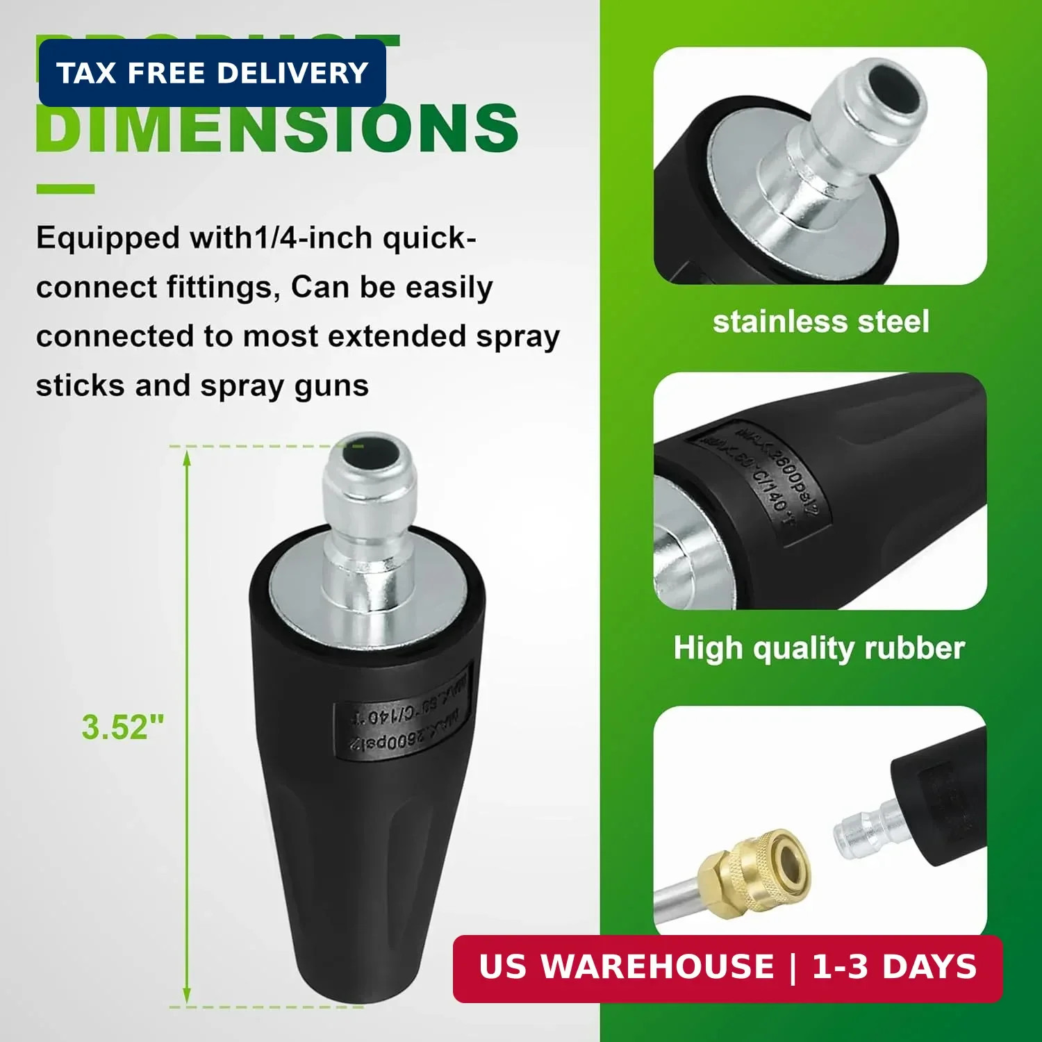 2000 PSI Universal Turbo Nozzle for Greenworks Pressure Washer Attachment 520140