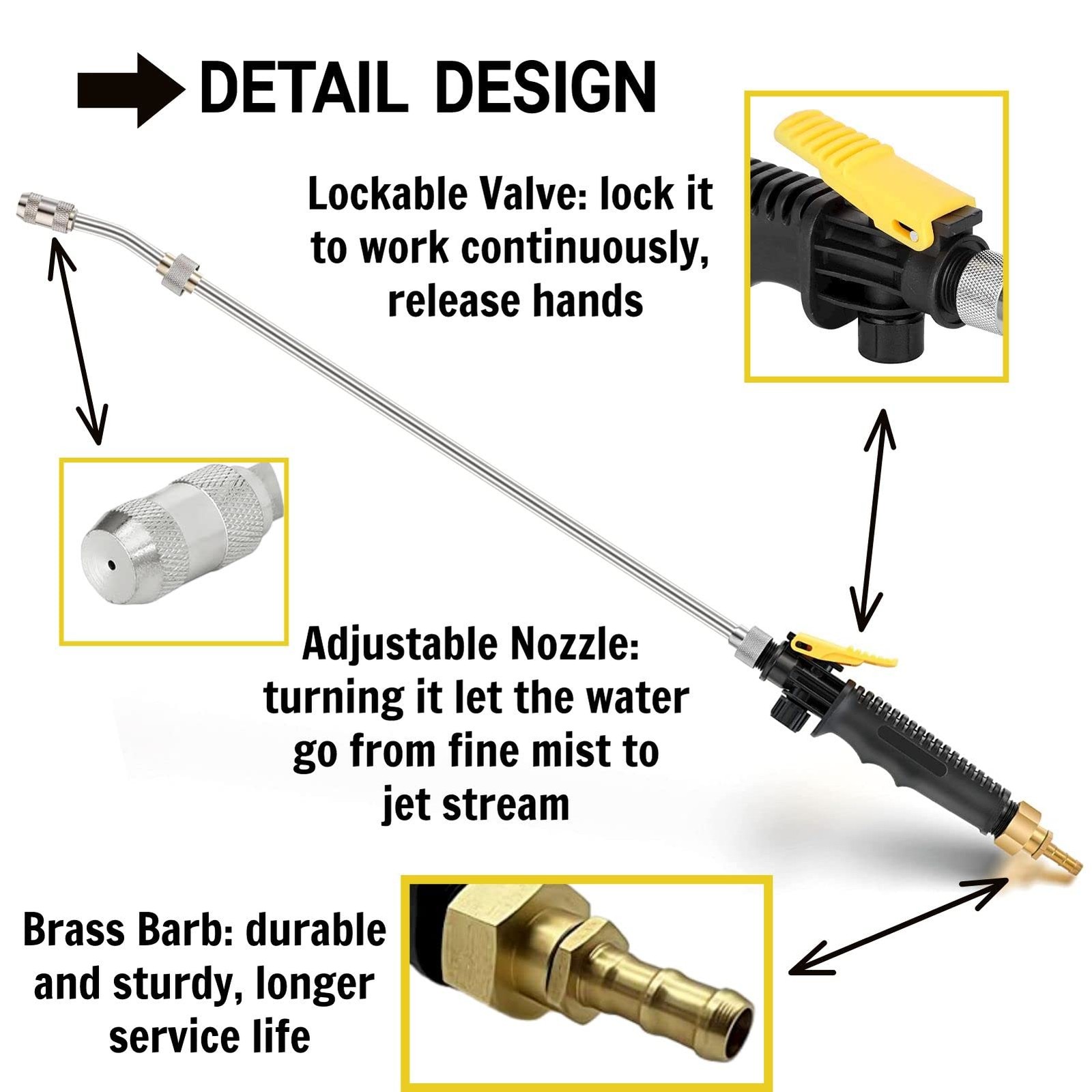 29” Sprayer Wand Replacement, 1/4″ & 3/8″ 4 x 17 x 0.7 inches, Black 29 IN