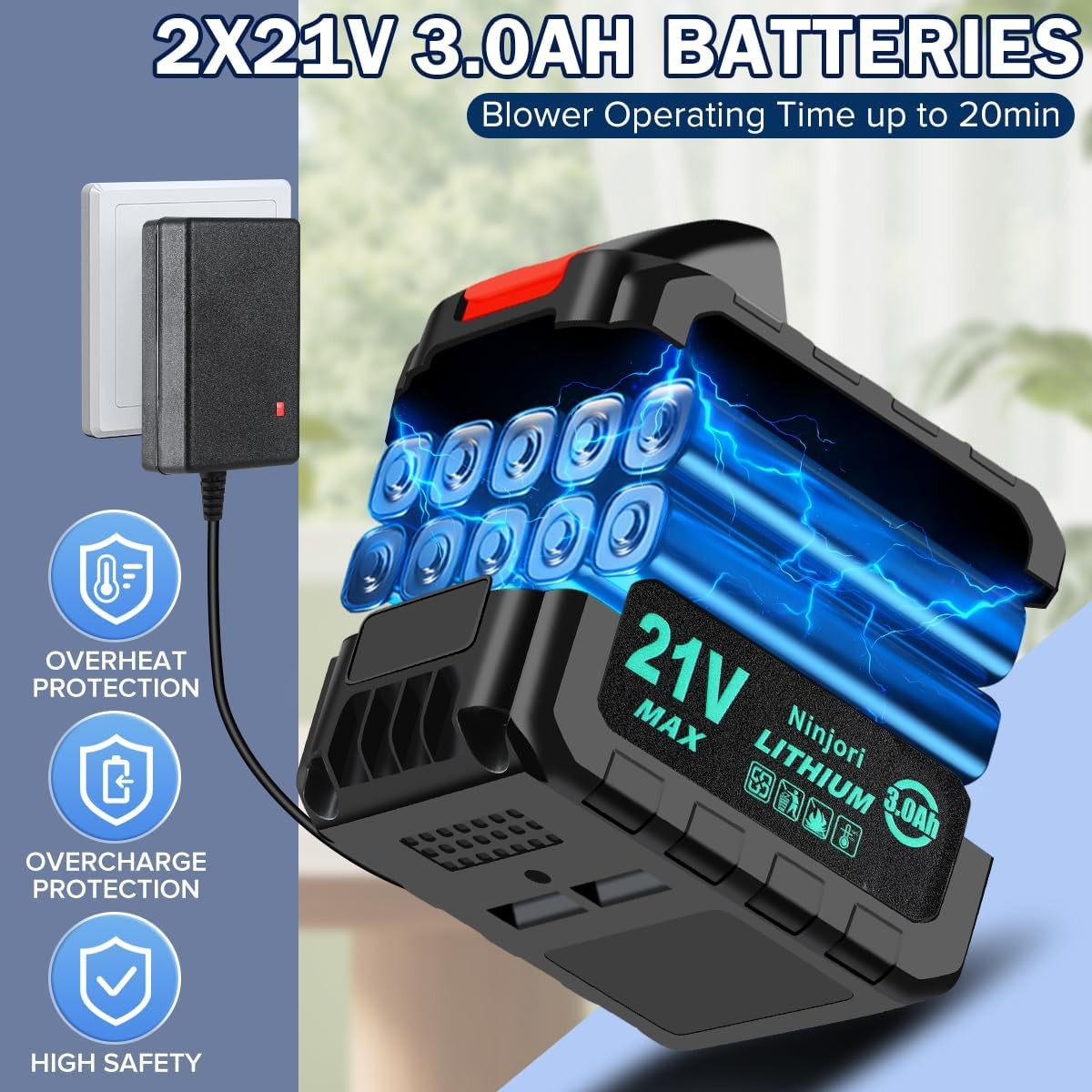 Max 1100PSI 3.0 GPM Battery W/ Multi-3 Level Adjustment 6-in-1 Nozzle & Foam