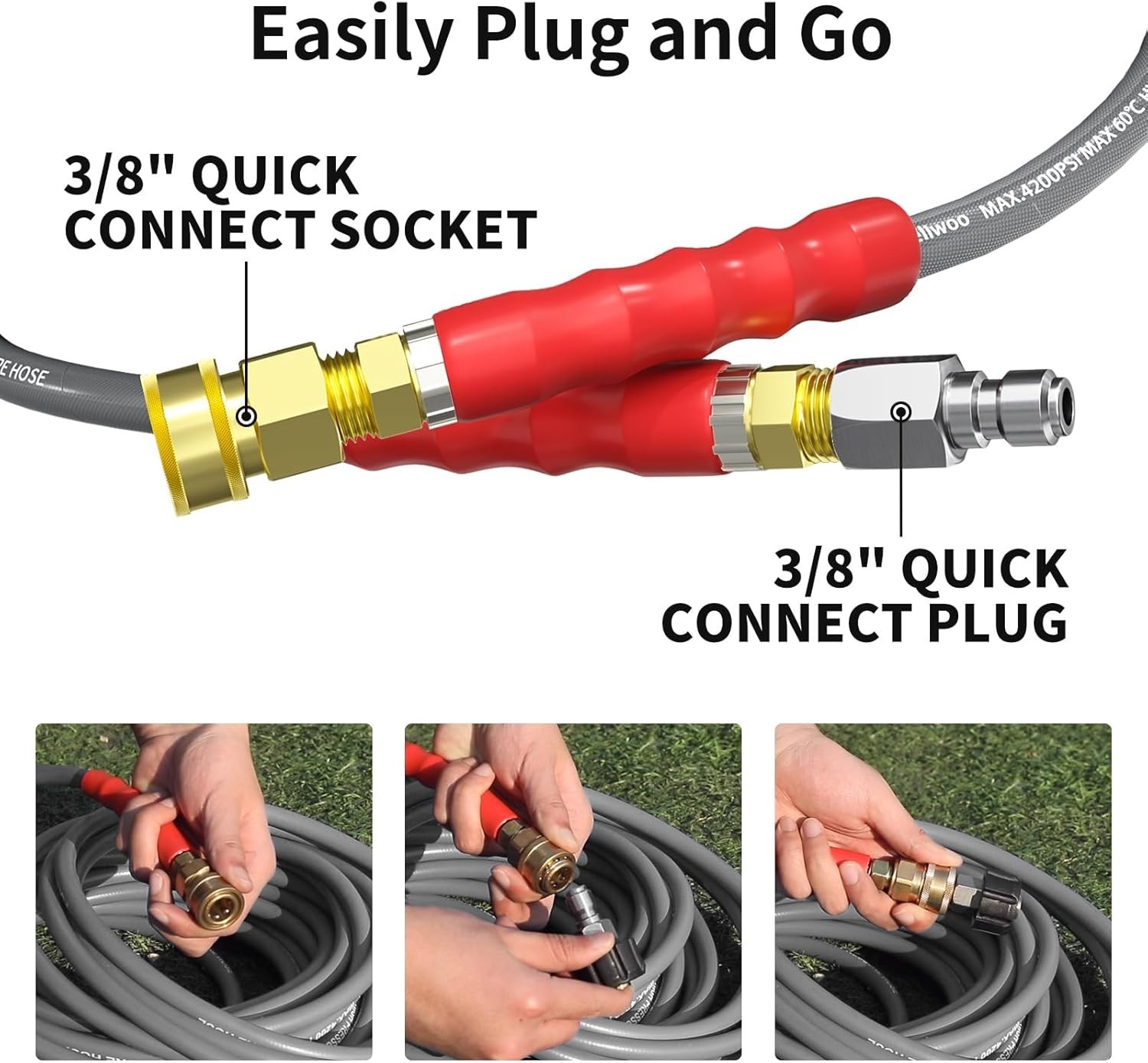 Durable 125ft Steel-Braided Pressure Washer Hose | 1/4 Inch | Leak-Proof Quality
