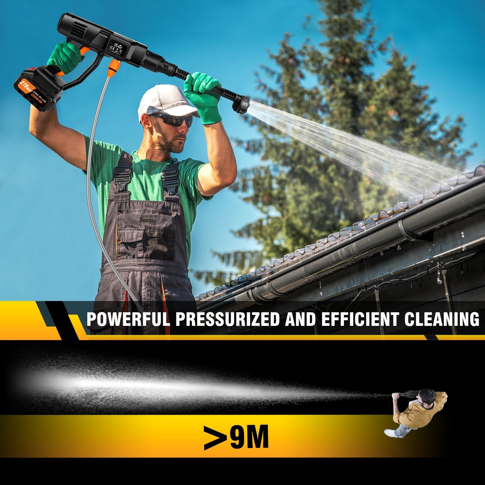 6 IN 1 Brushless 21V Electric High Pressure Washer Cordless Efficient Car Gard T