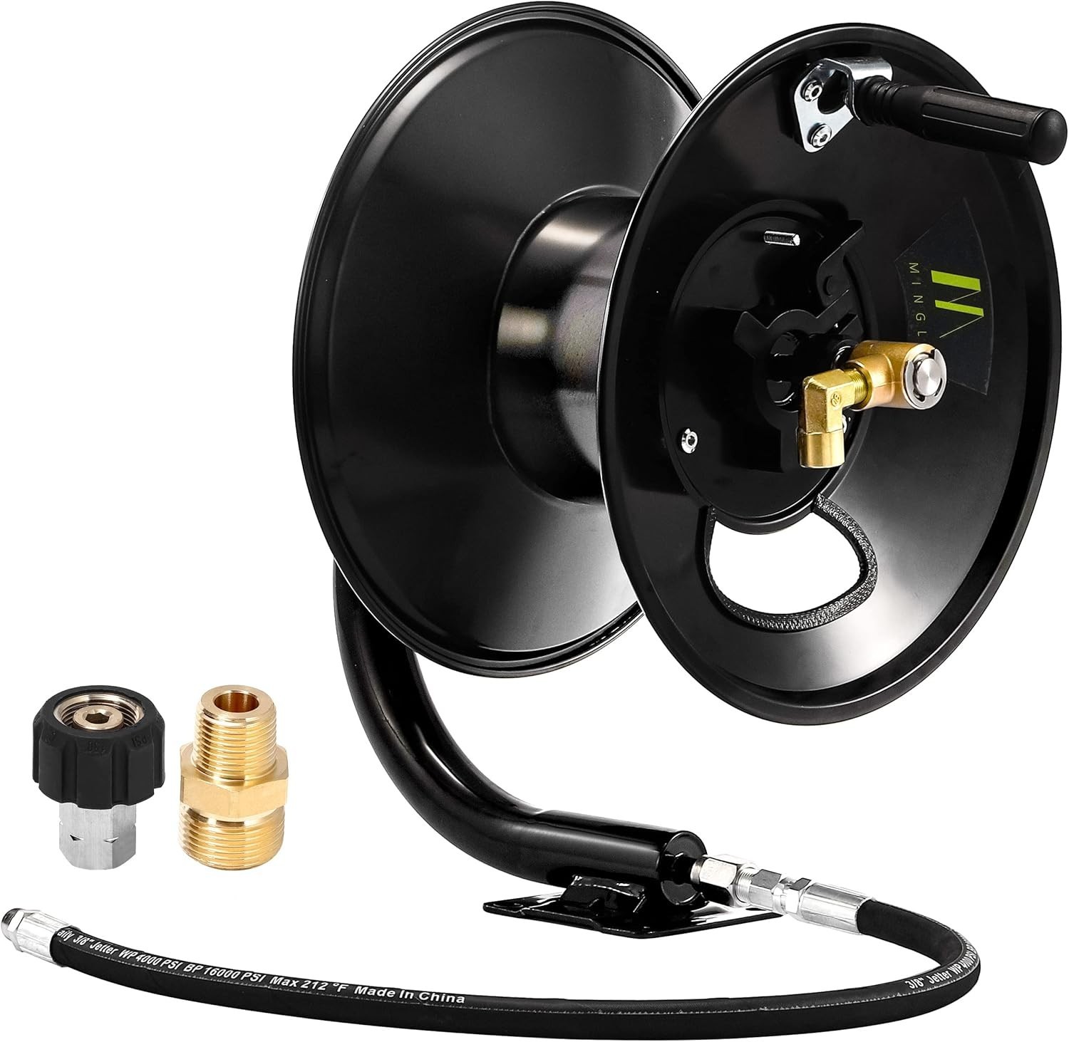 Corrosion-Resistant 100ft Steel Hose Reel with 3/8″ NPT Outlet – Easy Install