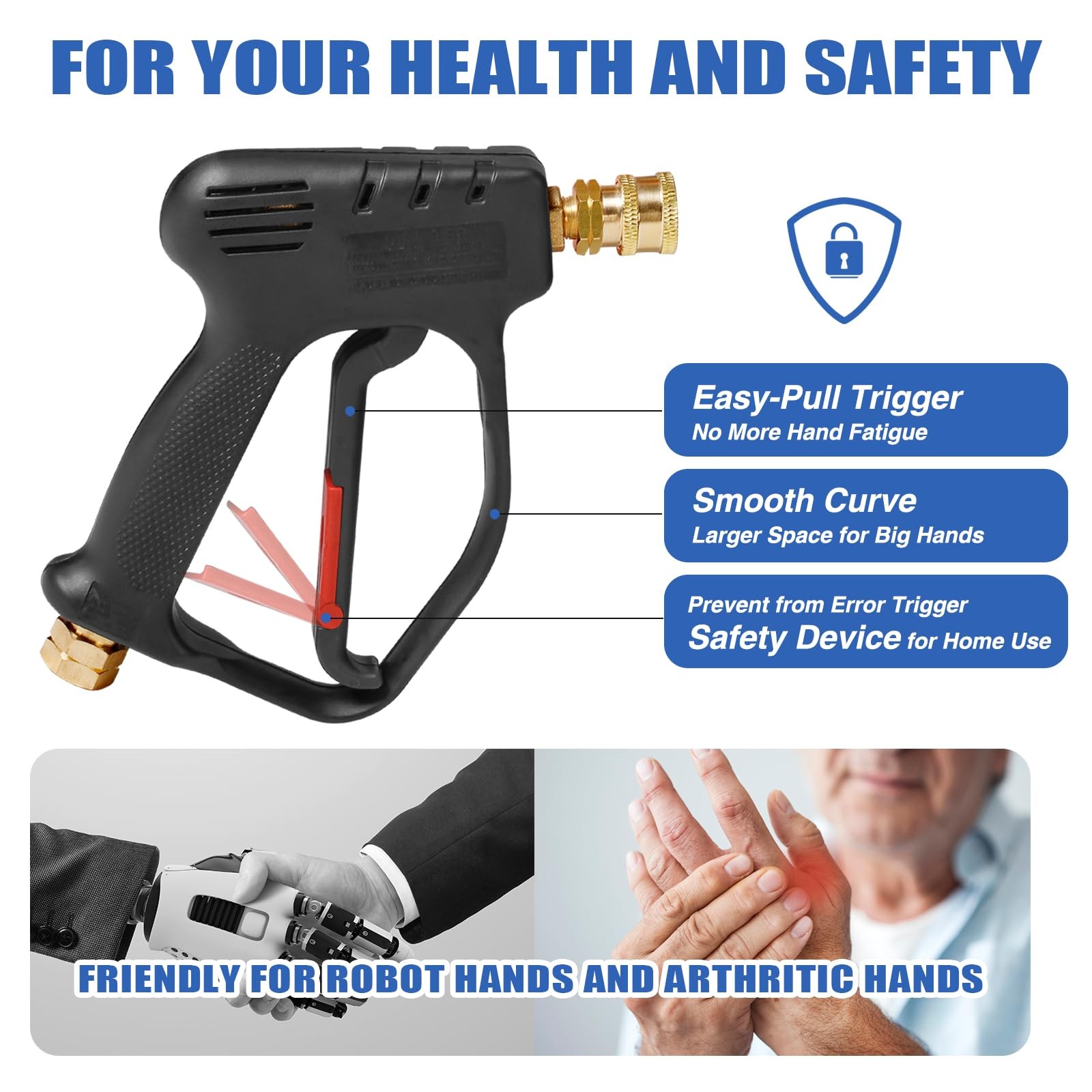 Short Pressure Washer Gun, 4000 PSI High Power Washer Spray Gun, 10.5 GPM Foa…