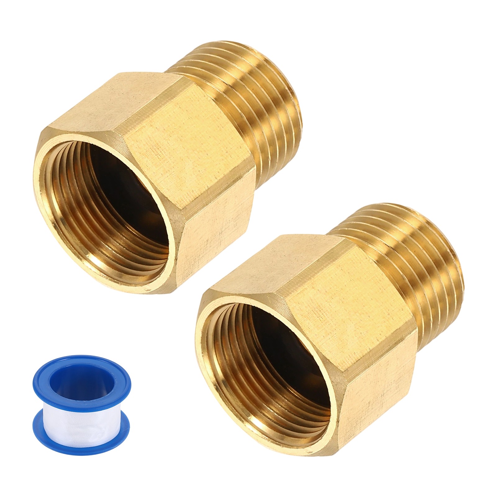 2Pcs Pressure Washer Adapter with Tape M22 Female to G1/2″ Male Brass