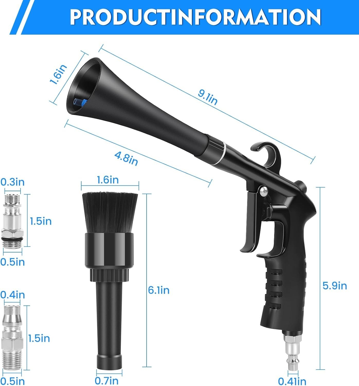 Tornado Car Cleaning Air Blow Gun Interior Detail Dryer Kit Auto Detailing