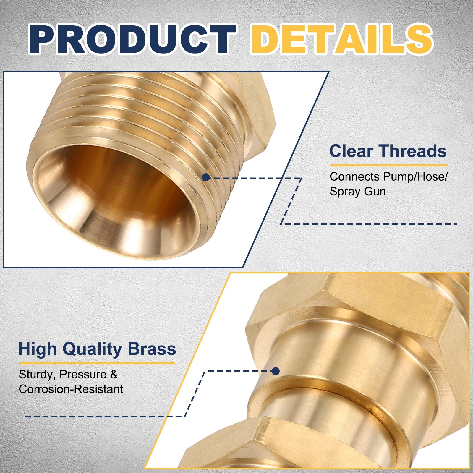 M22 14mm Male to M22 14mm Male 55mm Brass Fitting Pressure Washer Adapter w Tape