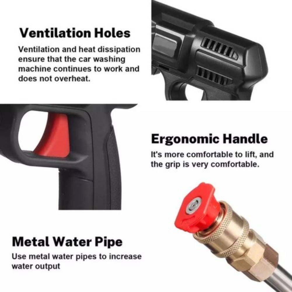 Portable Water Gun High-Pressure – 2 Batteries 10-Cell, Car Wash Use