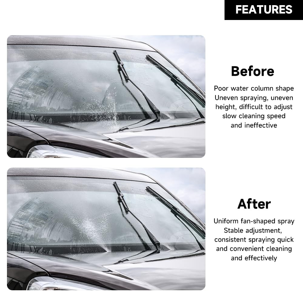 Front Windshield Washer Nozzles Wiper Spray 4.33 x 3.34 x 1.18 inches, Black
