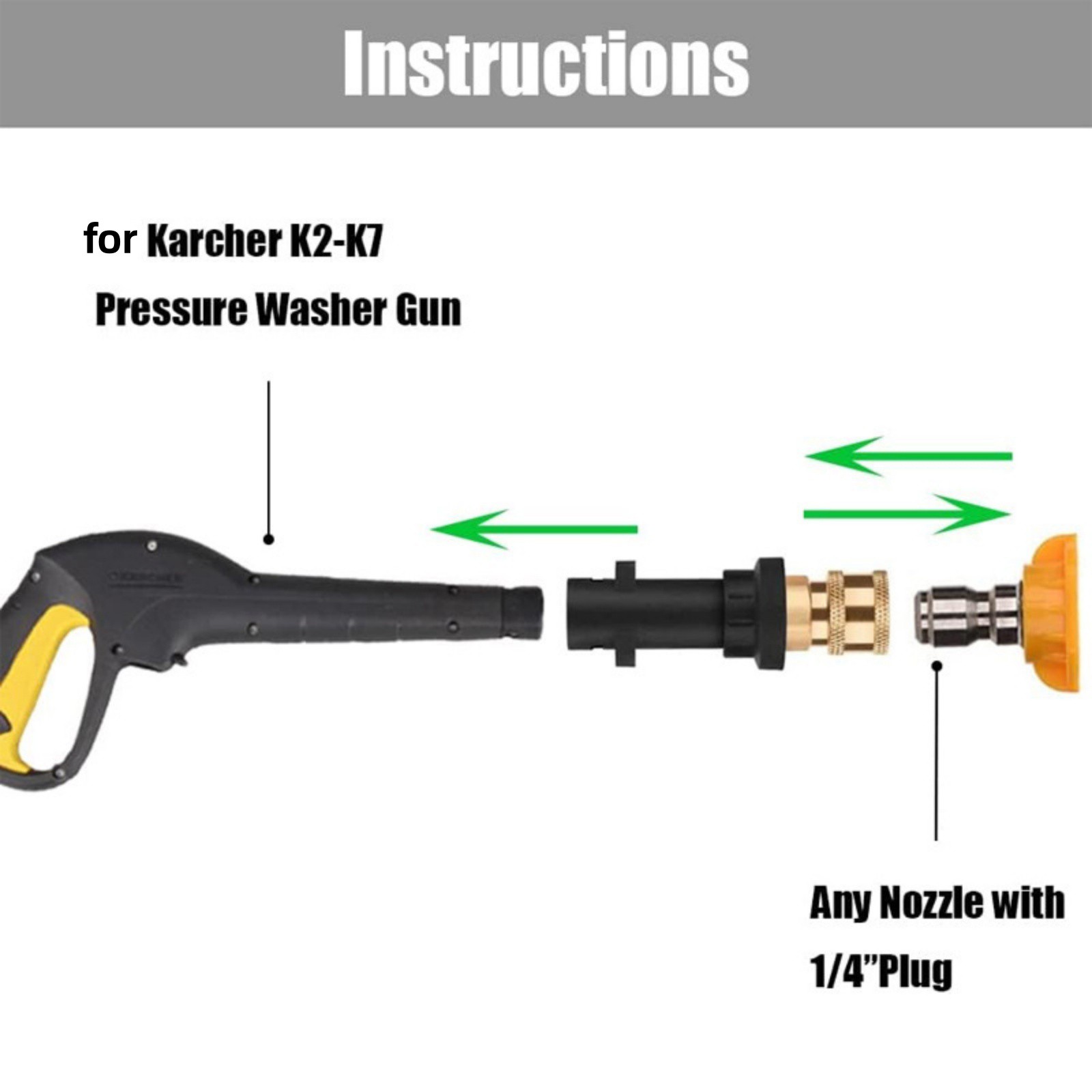 For Karcher Adapter Kit to 1/4″ Quick Connect Pressure Washer Gun Nozzle Set