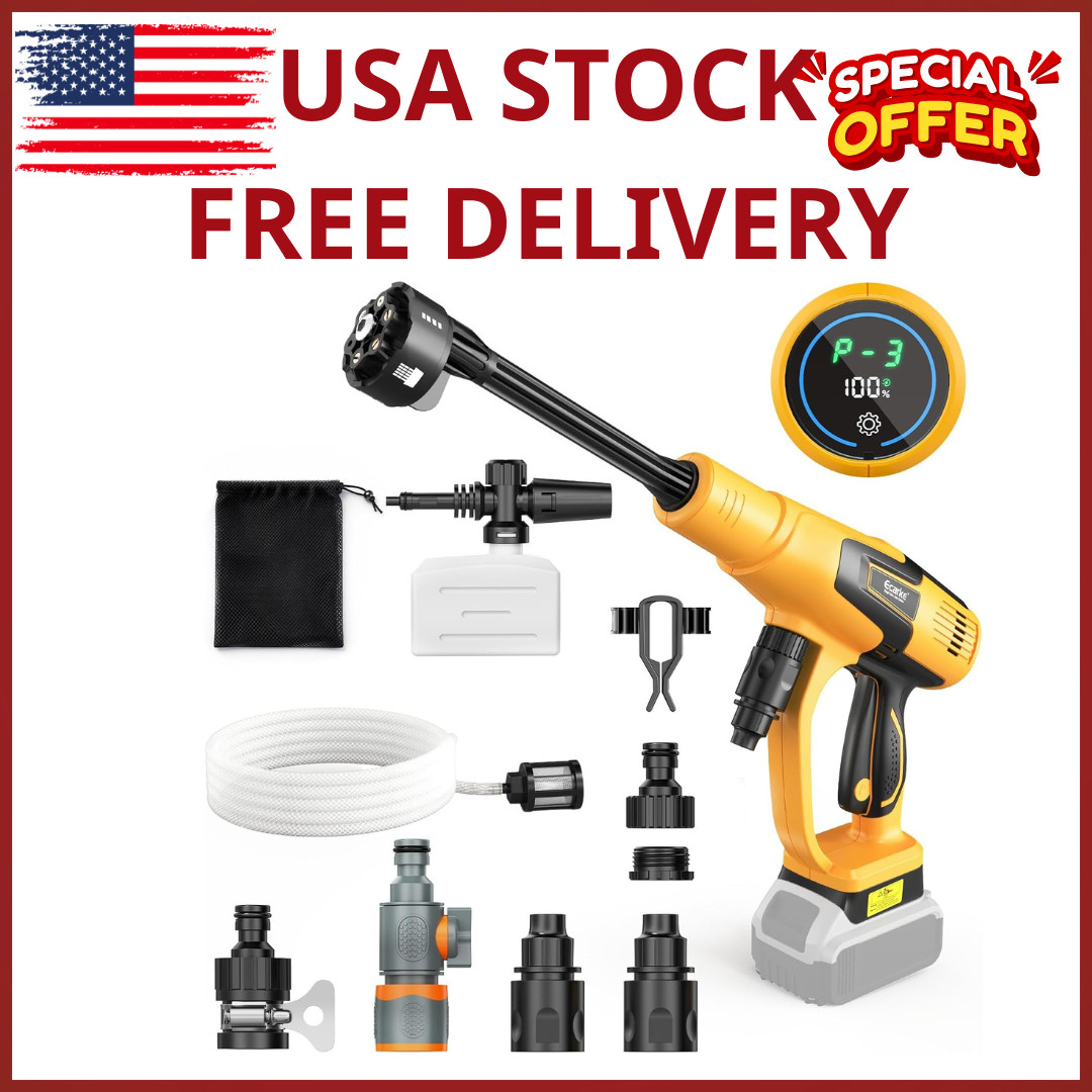 1200PSI Cordless Pressure Washer for DeWalt 20V Battery 6-in-1 Nozzle Foam Canno