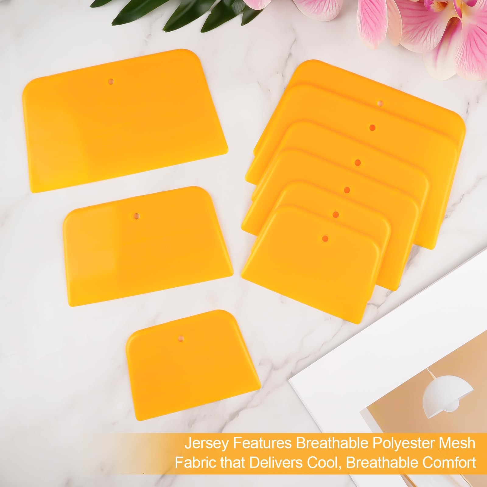 PEASUG Body Filler Spreader, 9 Pack Reusable Plastic 4″, 5″ and 6″, orange
