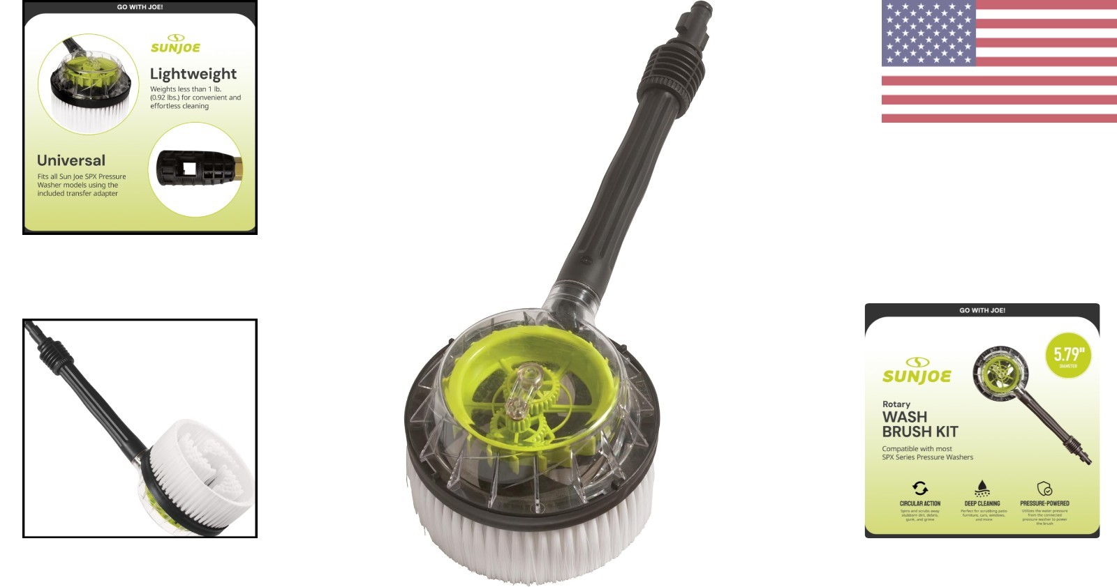 Green Rotary Wash Brush Kit for SPX Pressure Washers – Scrub Away Stubborn Grime