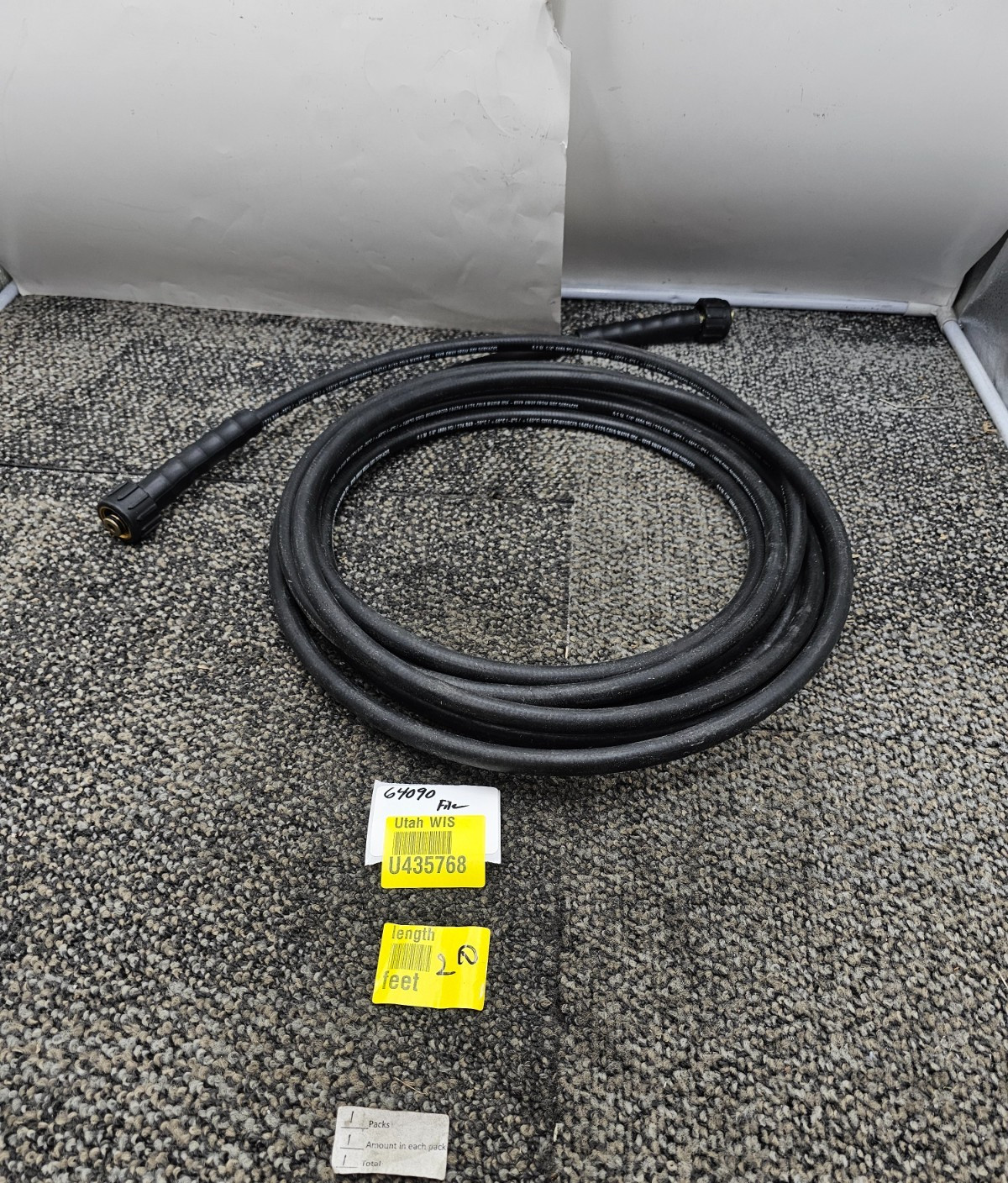 4000PSI 1/4″ Pressure Washer Hose, 20ft. Long Black 104261 0125 For Cold Water