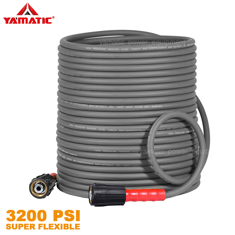 YAMATIC Flexible Pressure Washer Hose 1/4″ Kink Resistant Hose M22-14mm 3200 PSI
