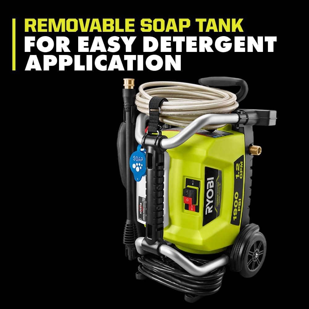 RYOBI 1900 PSI 1.2 GPM Cold Water Wheeled Corded Electric Pressure Washer