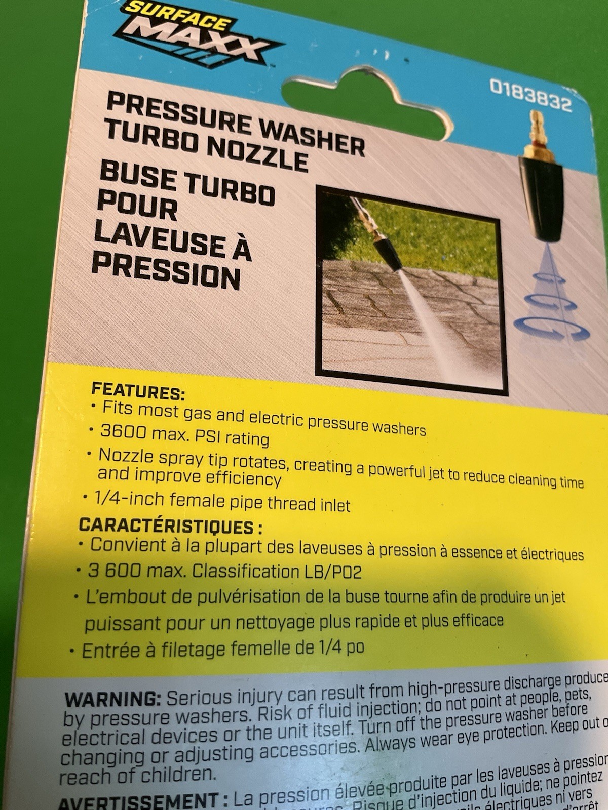Surface Maxx Turbo Nozzle 1600- 3600 PSI Pressure Washer Nozzle -new