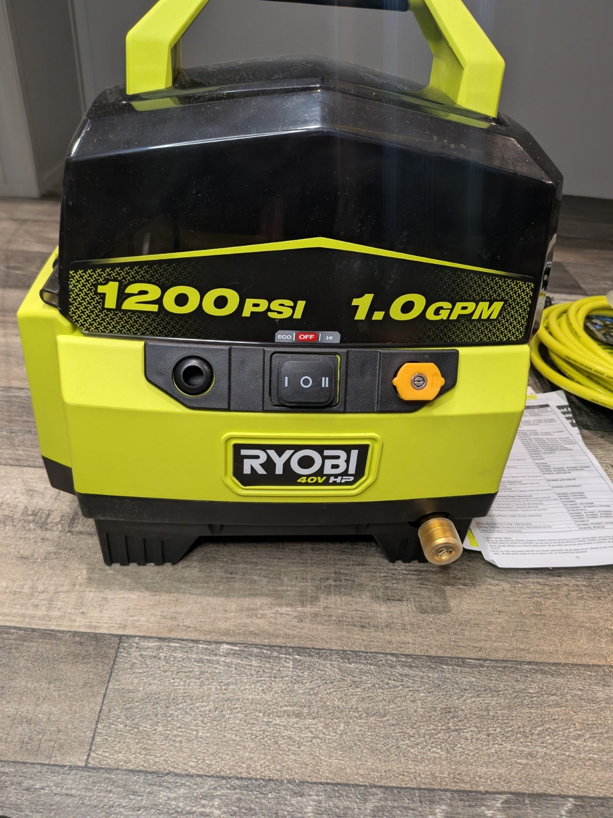 RYOBI PRESSURE WASHER 1200 Psi 40v Brushless RY40HPPW12B Tool Only