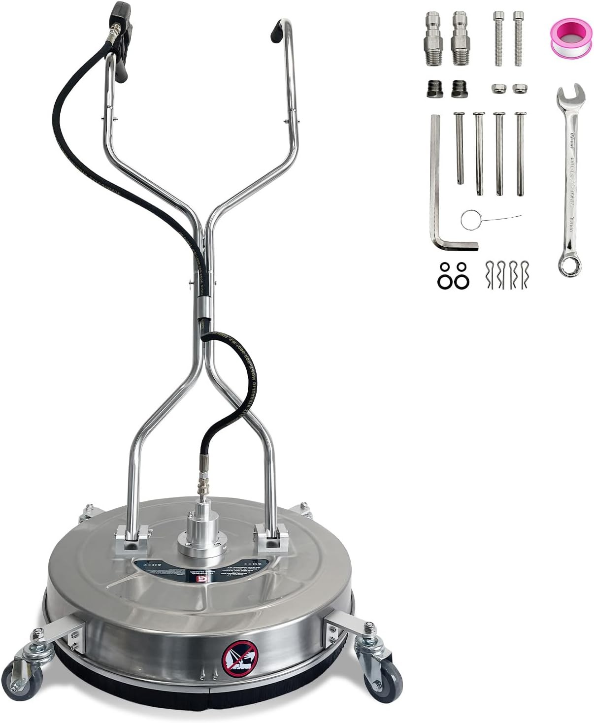 20Inch Pressure Washer Surface Cleaner w/ Handles & Wheels Quick Connect Silver