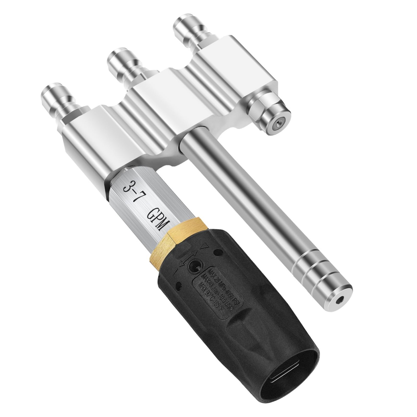Adjustable 3-in-1 Soft Wash Nozzle, M5 Twist Tip, 1/4″ Quick Connect, 0-60° Spra