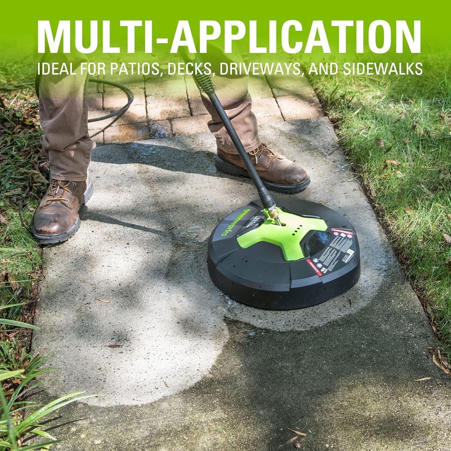 Efficient 15-Inch Surface Cleaner with 12″ Wand for Effective Outdoor Cleaning