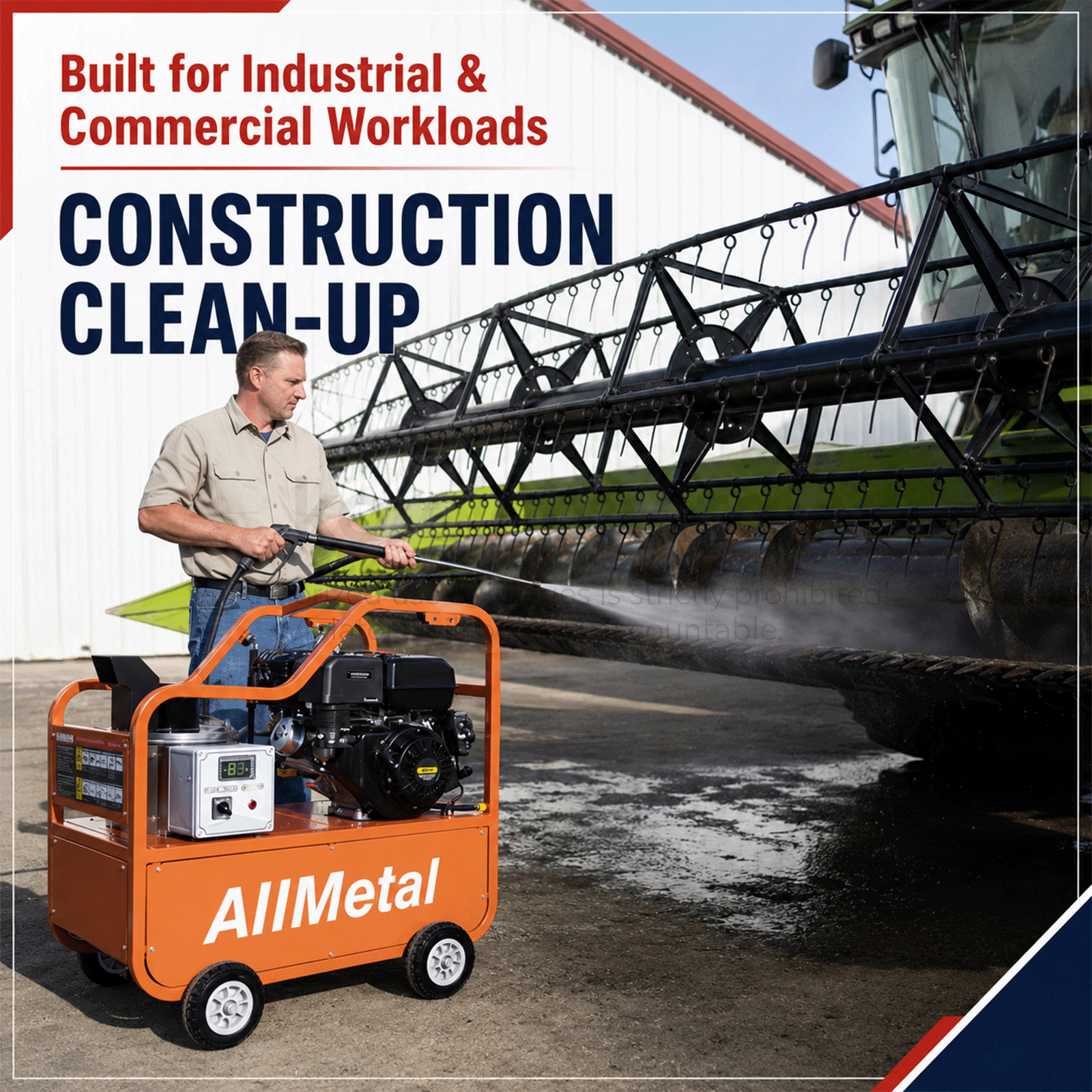 Pressure Washer：4000 PSI 4 GPM Hot Water 4-Stroke Gasoline Power Korejetmetal