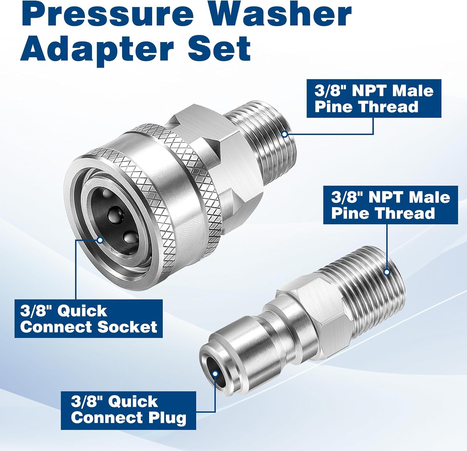 12PCS 3/8″ NPT Pressure Washer Quick Connect Adapter Kit Stainless Steel