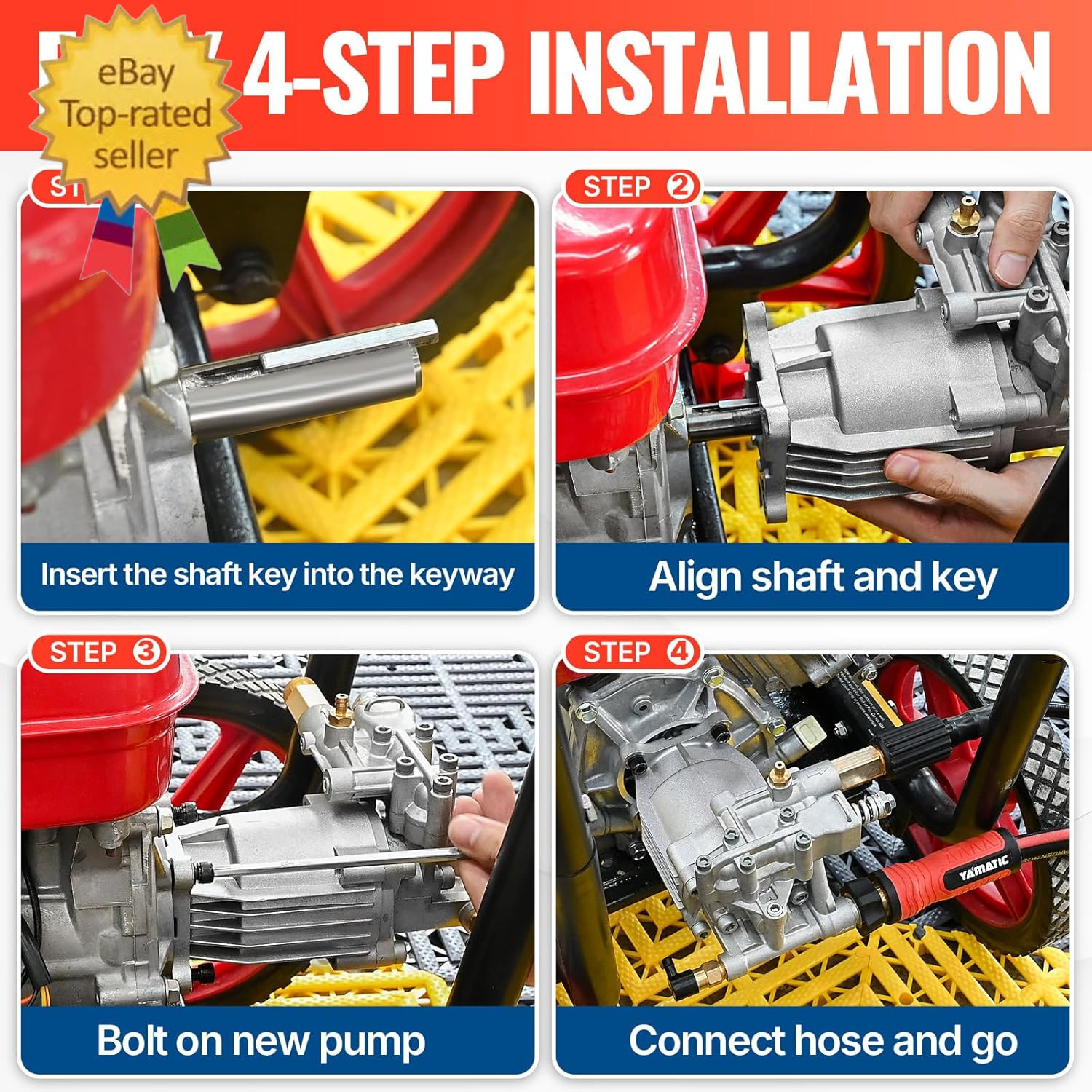 Horizontal 3/4″ Shaft Pressure Washer Pump 3400 PSI 2.5 GPM | Fits Honda GC160 G