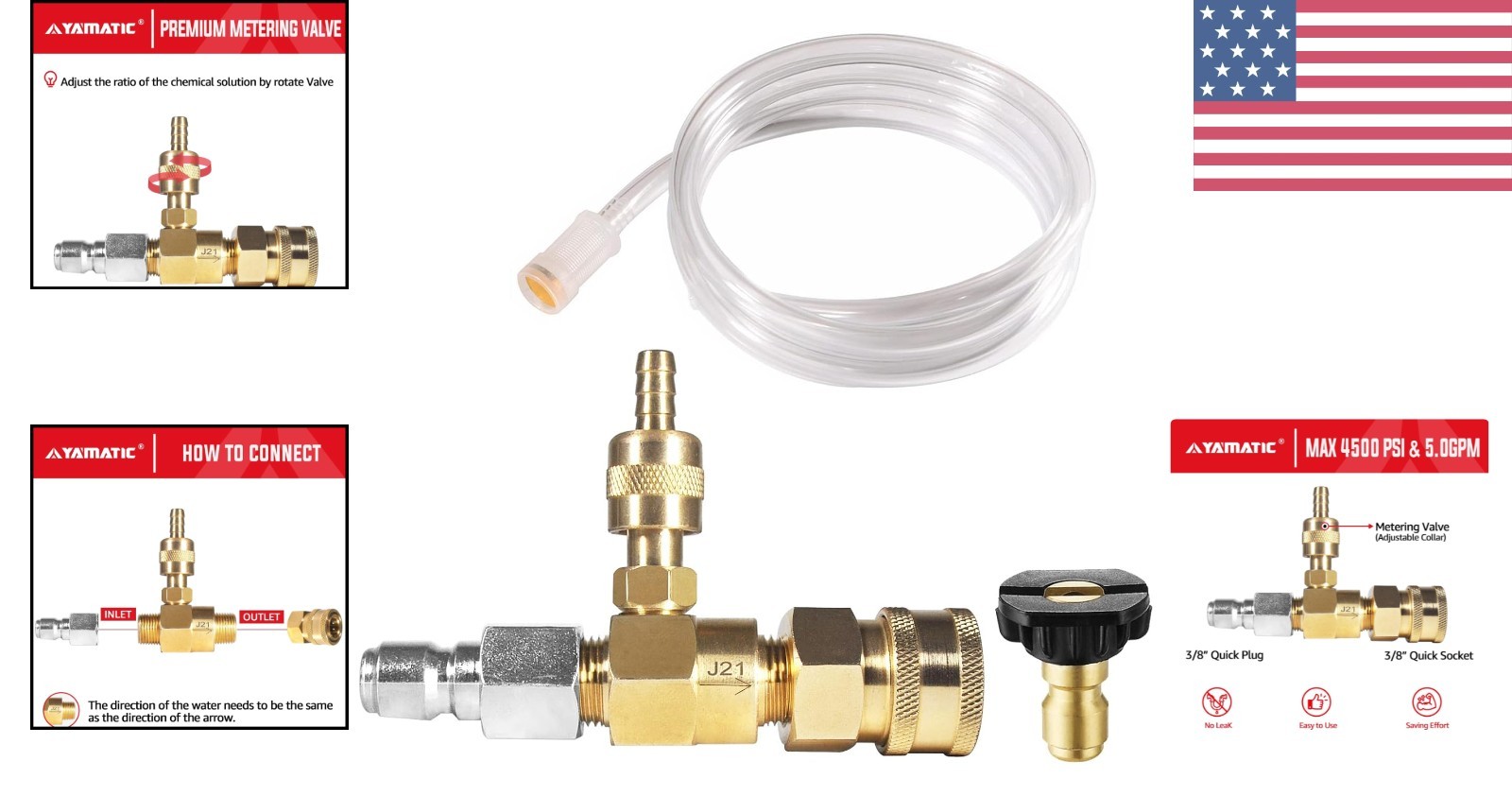 Max 4500 PSI Adjustable Soap Injector with Brass and Stainless Steel Design