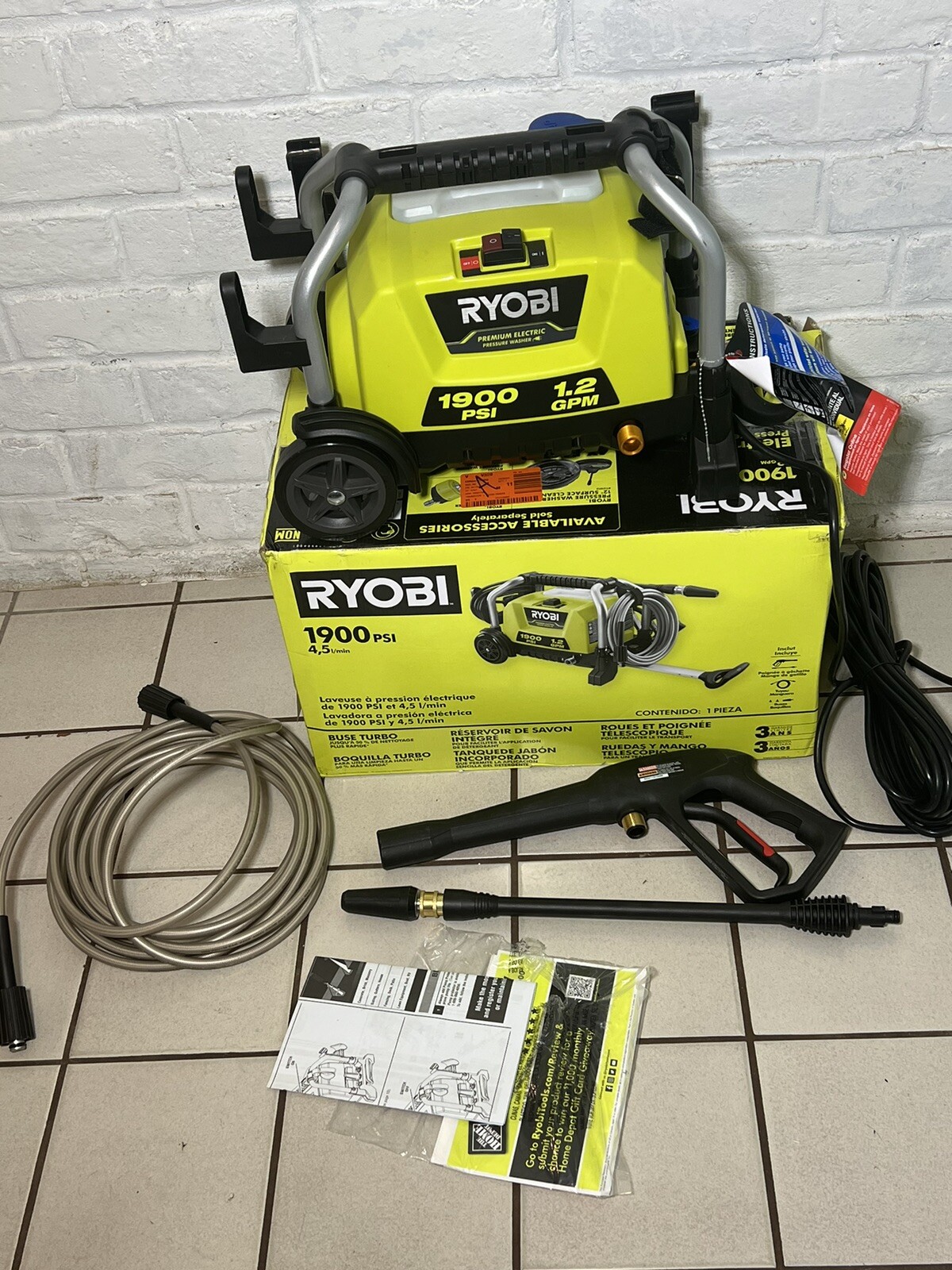 RYOBI 1900 PSI 1.2 GPM Cold Water Electric Pressure Washer