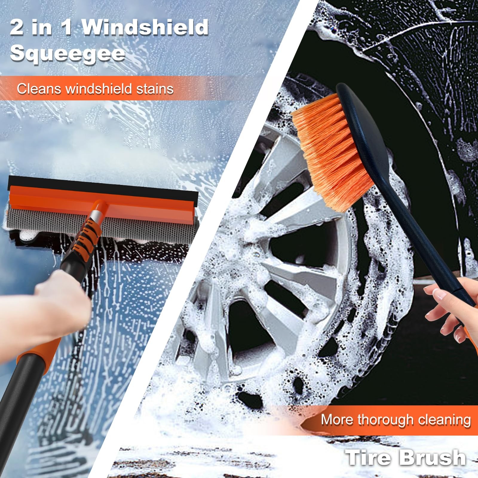 Buyplus 18FT Reach Car Wash Brush with Long Handle – 12FT, Orange