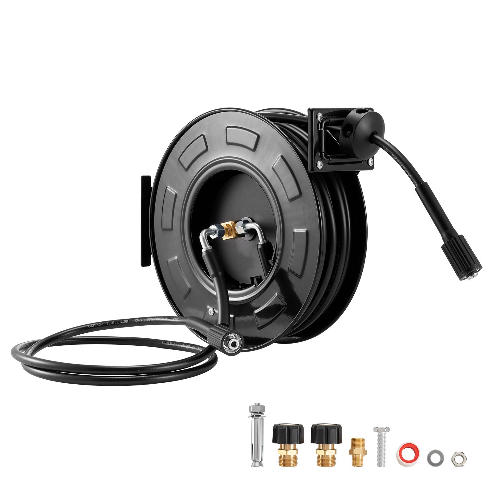 Uimoso Retractable 60ft Pressure Washer Hose Reel, 1/4in, 4000 PSI Auto Rewind