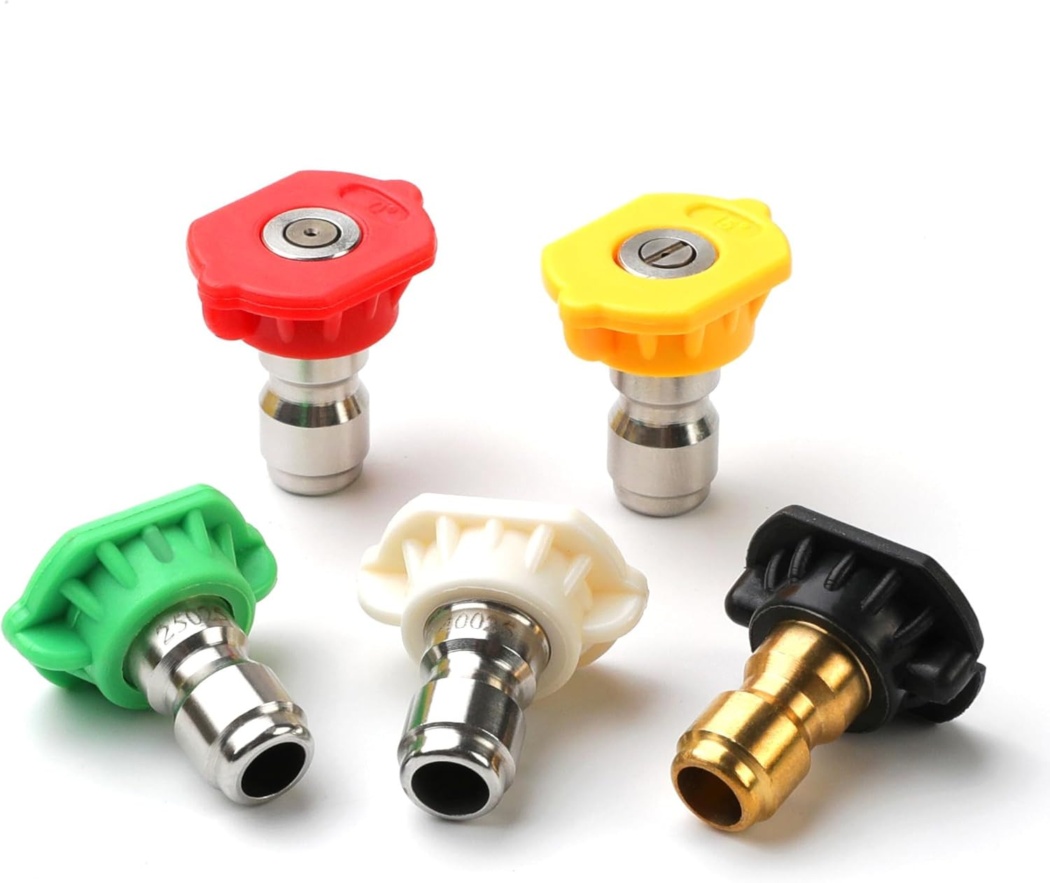 5-Pack Pressure Washer Nozzle Tips, 0°-65°, 1/4″ Quick Connect, 4500 PSI