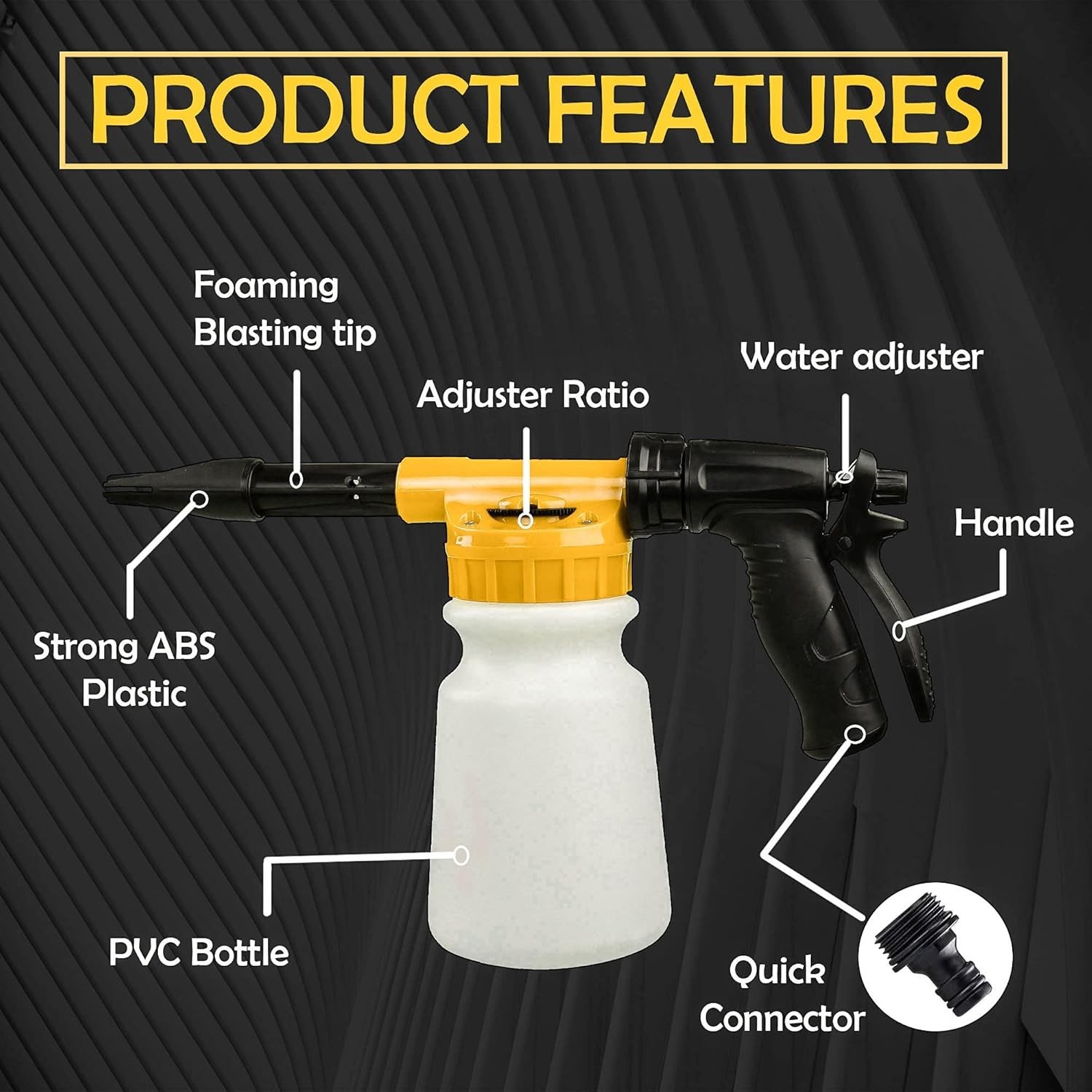 Foam Cannon for Garden Hose，Adjustment Ratio Dial Foam Gun,Car Wash Soap Spra…