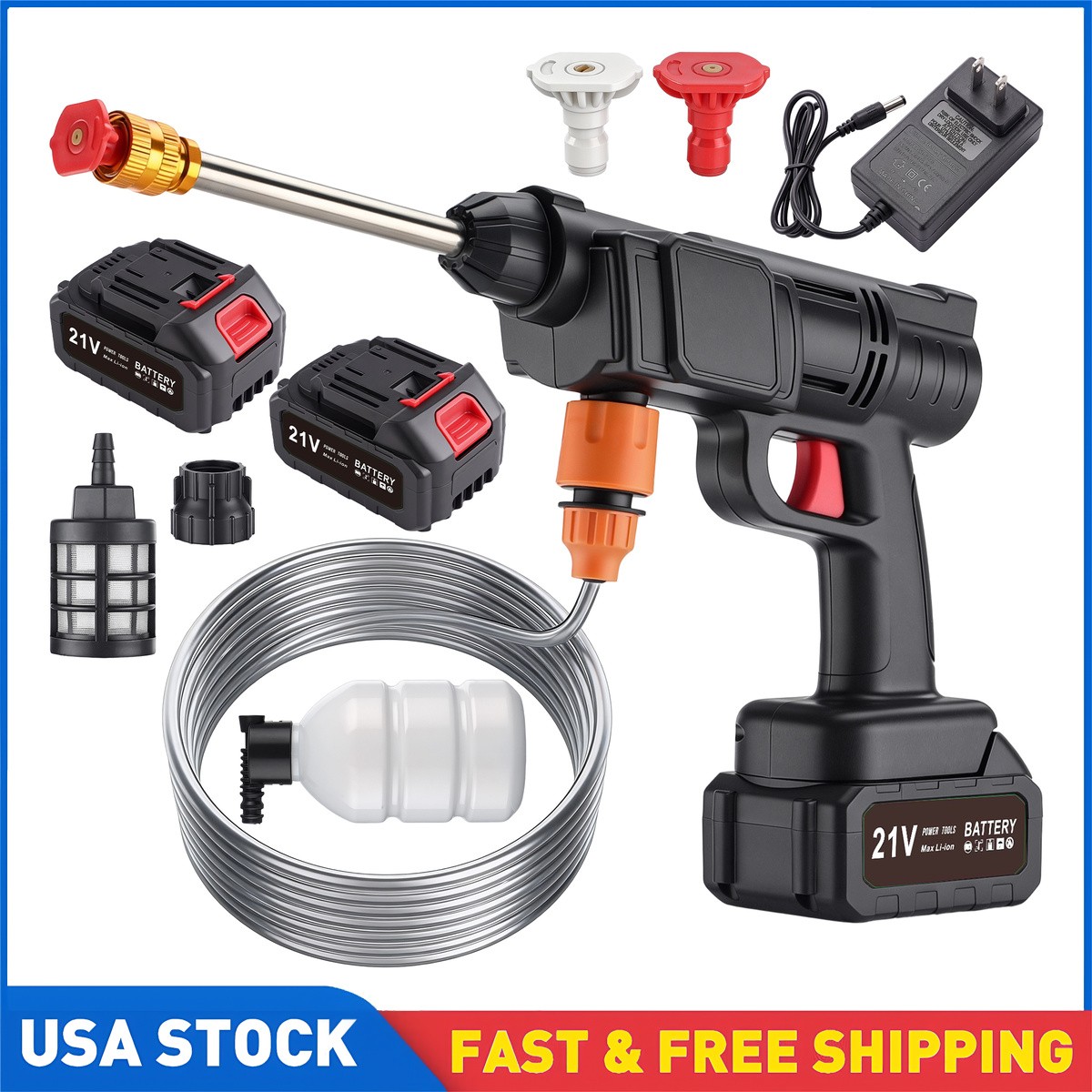 Water Pressure Washer For vehicles 1.2mpa/145PSI 70 dB US Portable Cordless