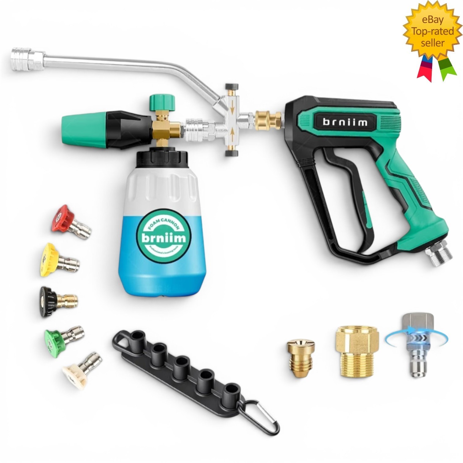 Industrial 5000PSI Pressure Washer Gun & Foam Cannon Kit Dual-Channel Car Washer