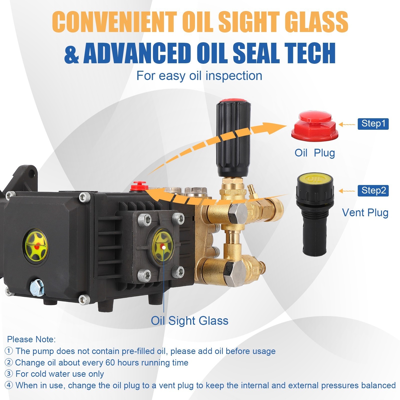 4000PSI 4.4GPM,1″Shaft Horizontal Triplex Plunger Power Washer Pressure Pump Kit