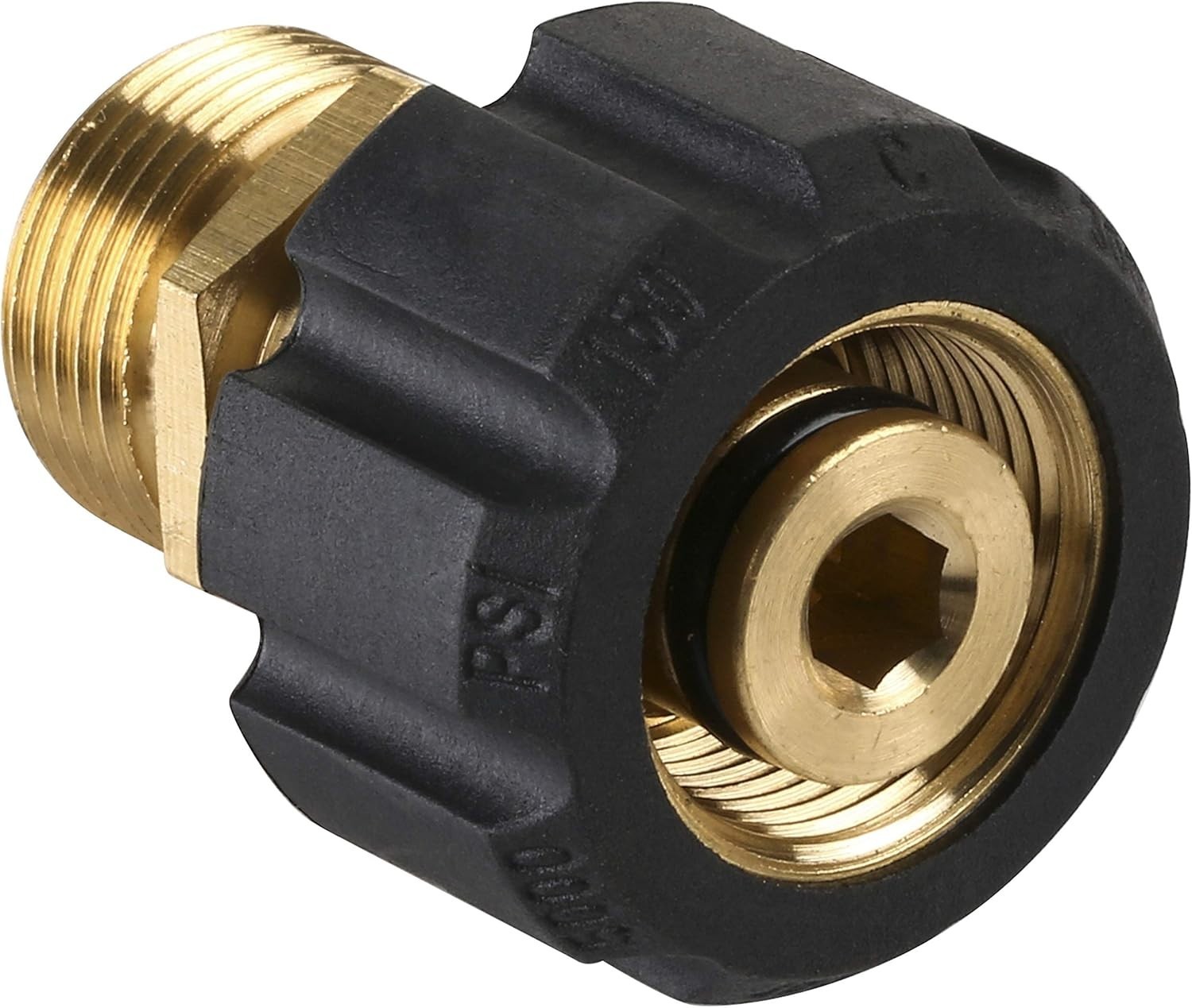Quick Connect M22 Adapter, Metric 15mm to 14mm for Pressure Washers, 4500 PSI