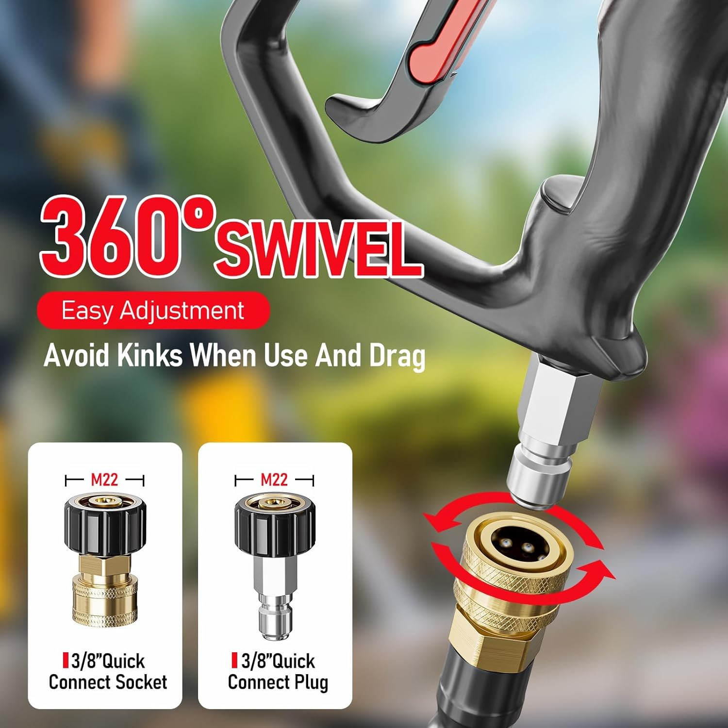 75FT Heavy Duty Kink Resistant Pressure Washer Hose 4000 PSI with Adapters