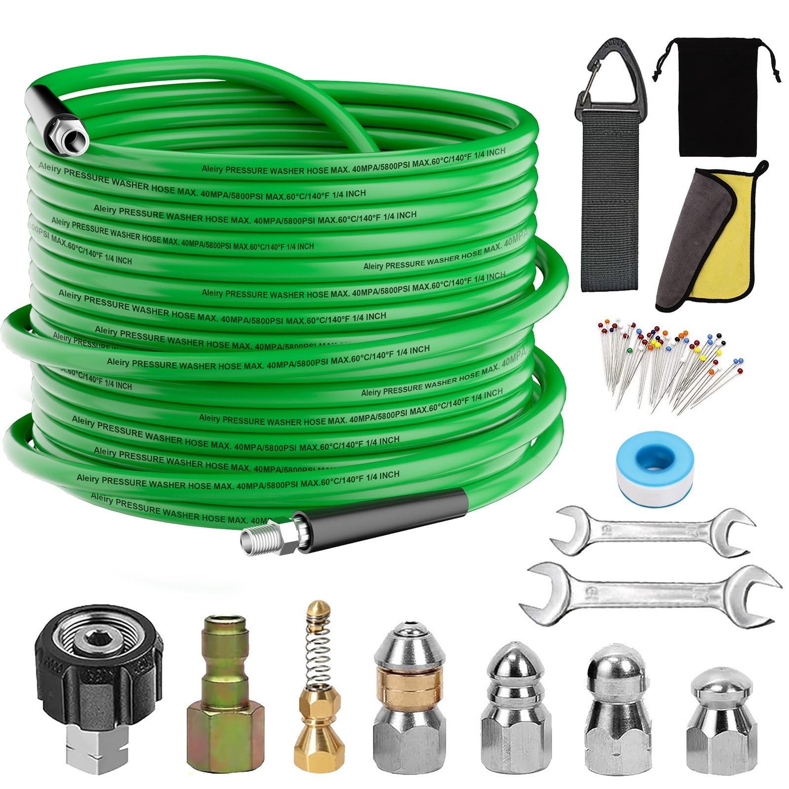 Sewer Jetter Kit for Pressure Washer,Water Jet Drain Cleaning Hose with Corne…