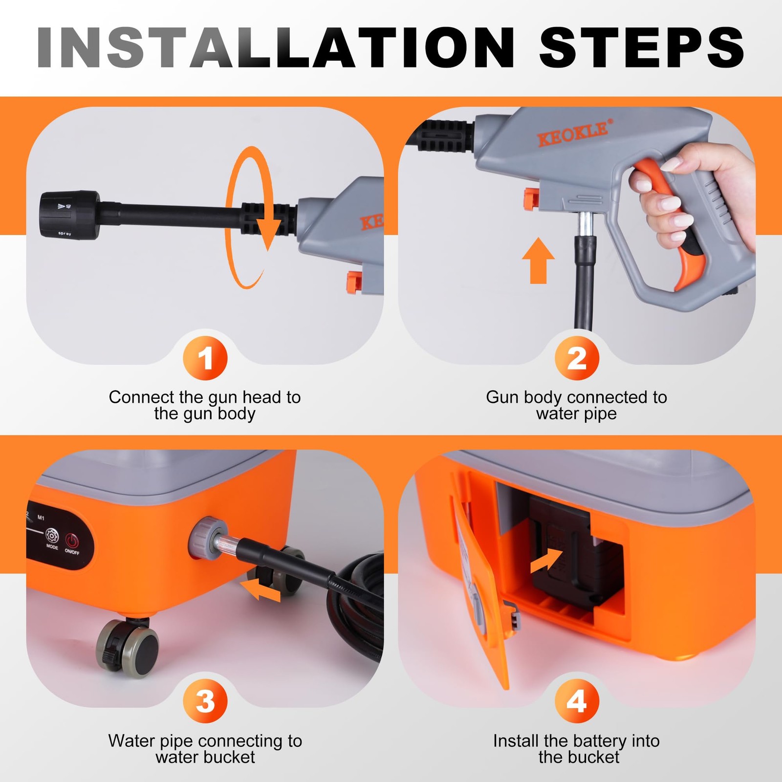 Cordless Washer with 16FT Hose