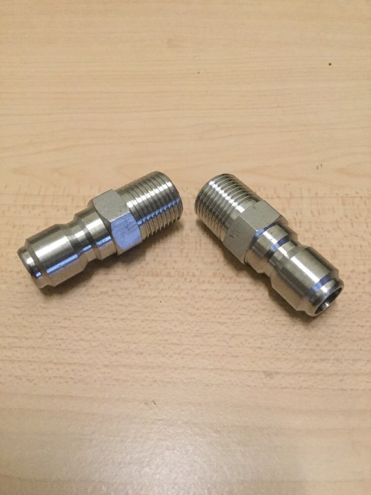 2- Pressure Power Washer Quick Connect Plug 3/8 in MPT x 3/8 in Stainless Steel