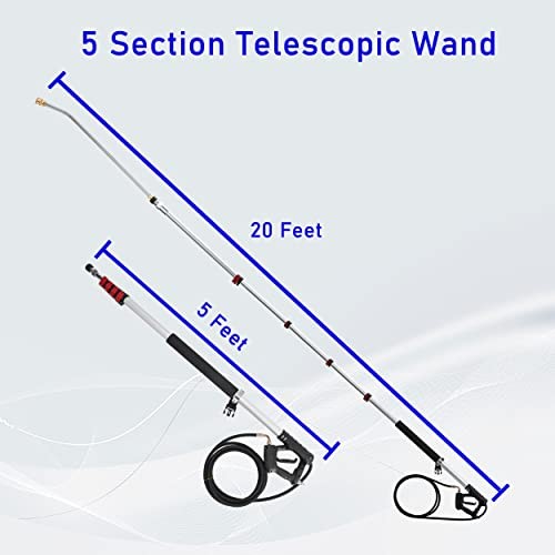 Telescoping Pressure Washer Wand, 20 Feet Aluminum High Power Washer 20 FT