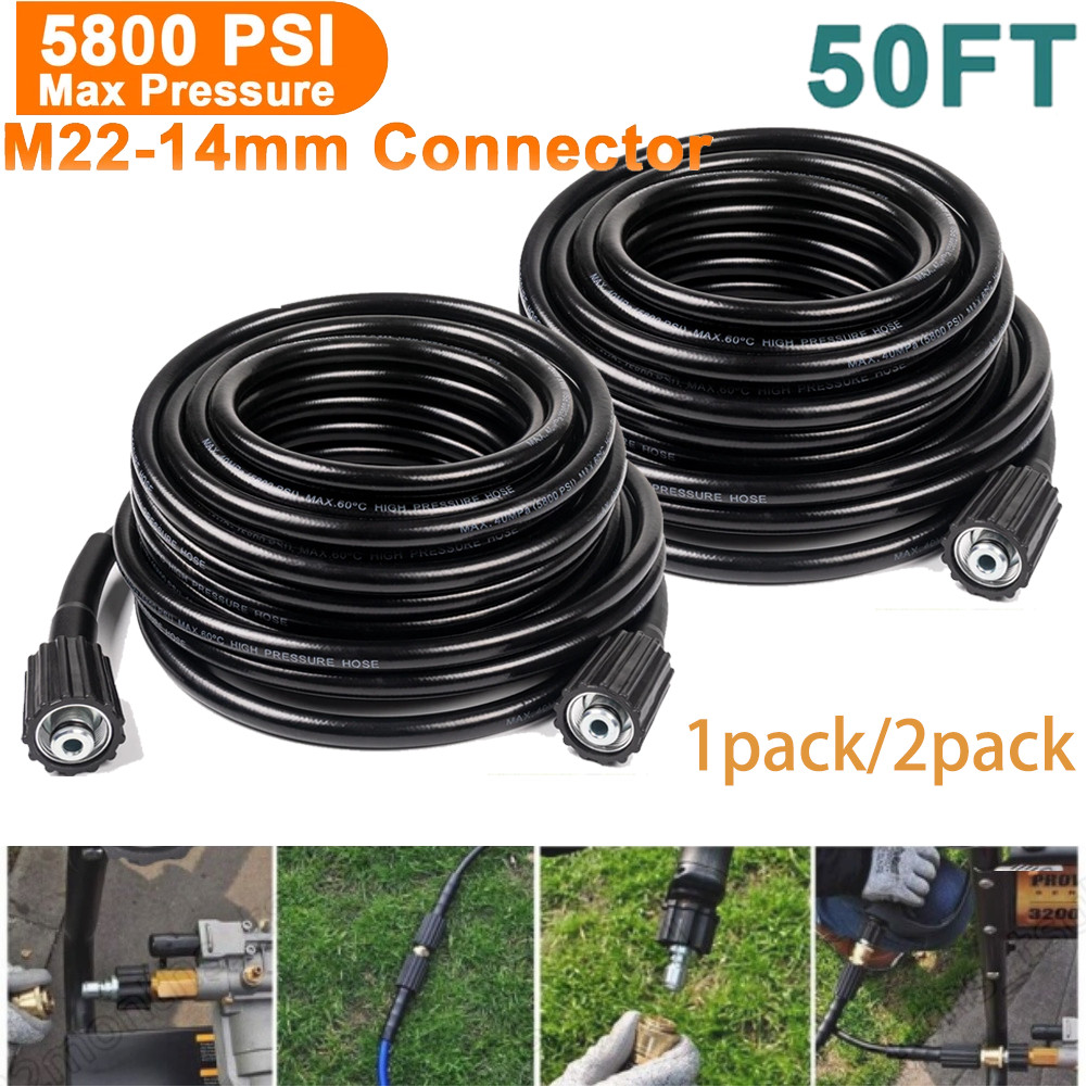 50FT 5800PSI Replacement High Pressure Power Washer Hose -3/8″ Quick Connect USA