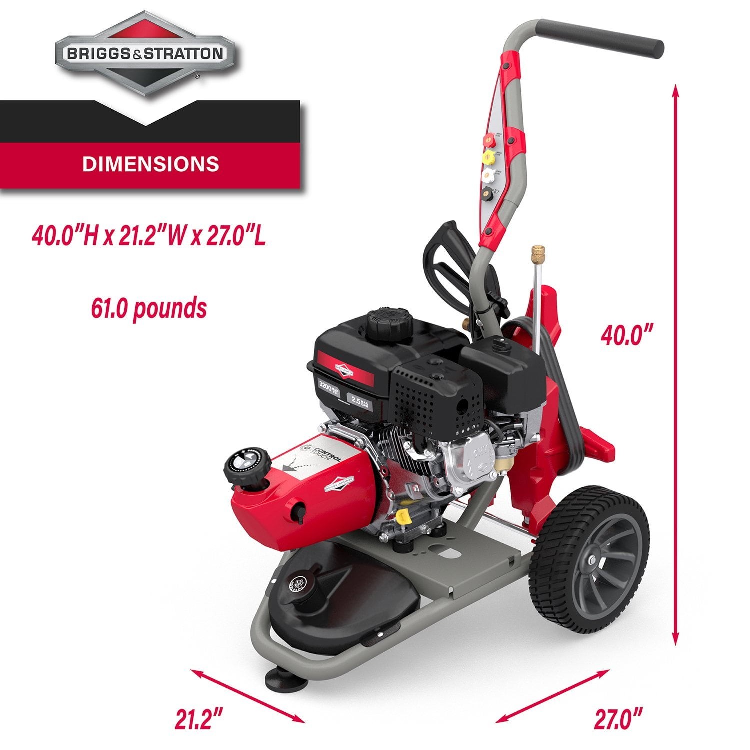 3200 PSI 2.5 GPM Gas Pressure Washer CR950 Engine Power Washer Cleaning Spray