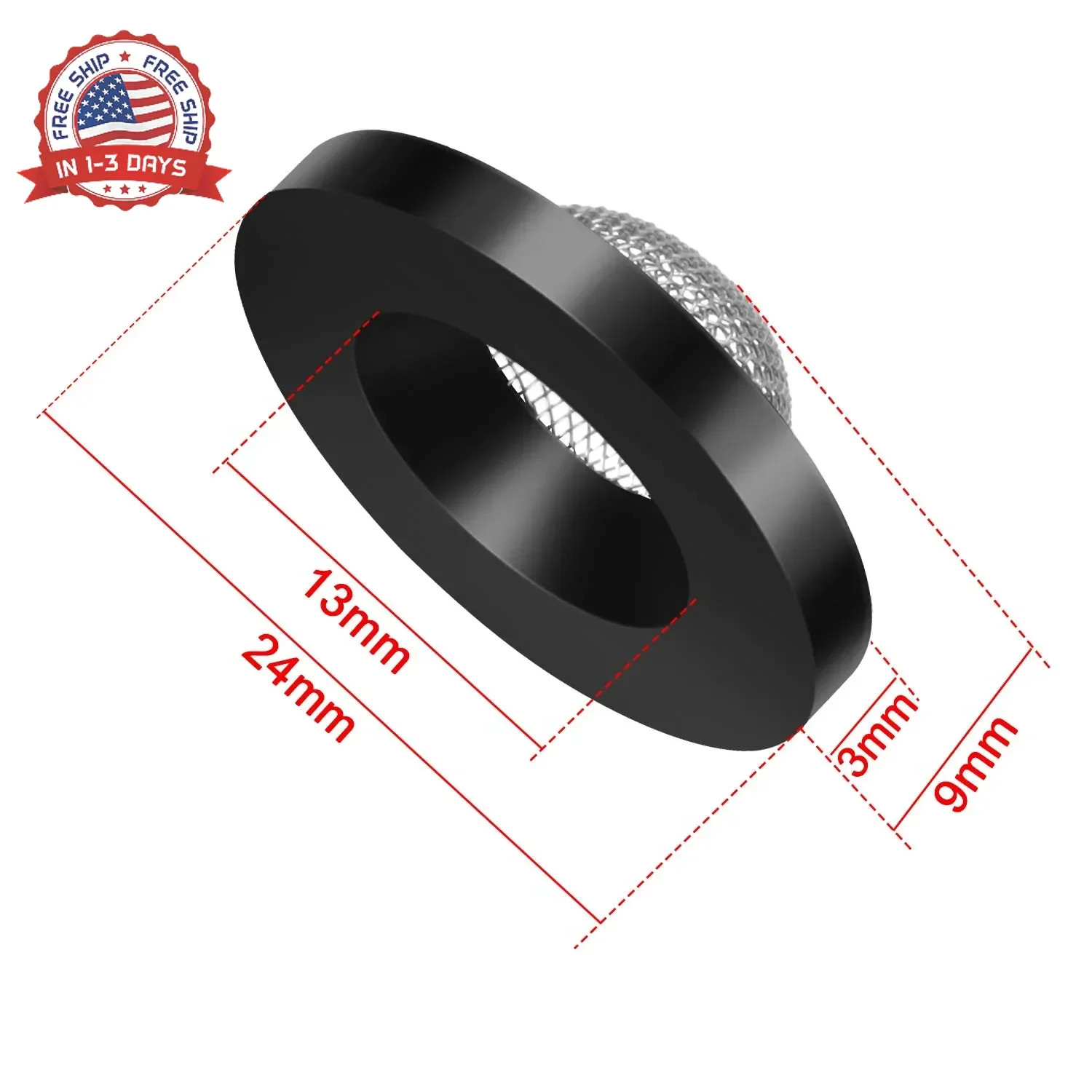 20 Pcs Hose Washer with Screen Filter Washers Stainless Steel & Black Rubber Fil