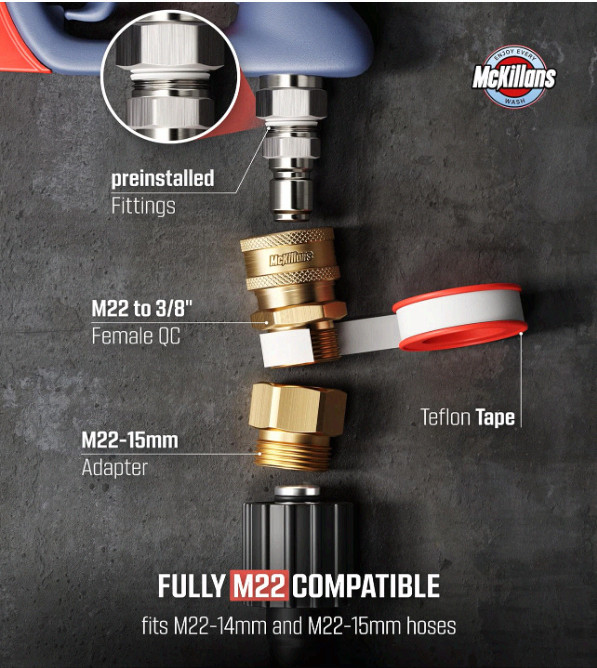 Pressure Washer Gun Swivel Pro 3/8″ Plug 1/4″ QC McKillans