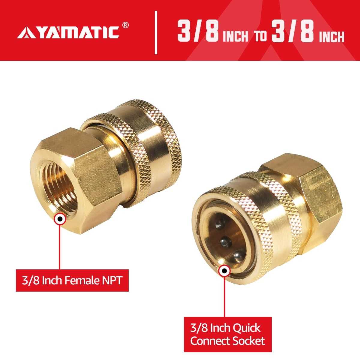 Pressure Washer Adapter 3/8″ Female NPT to 3/8″ Quick Connect Socket, Power W…