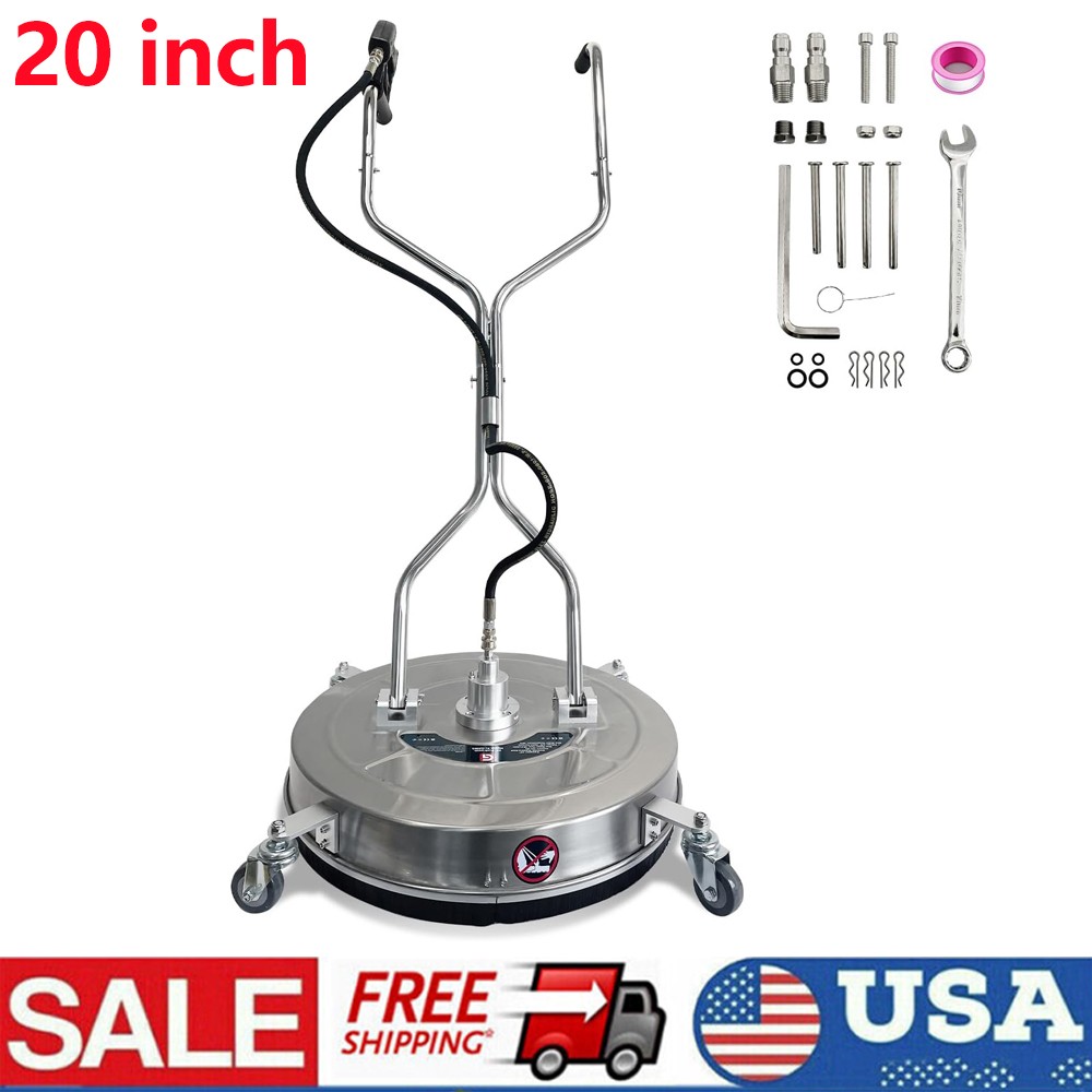 20Inch Pressure Washer Surface Cleaner w/ Handles & Wheels Quick Connect Silver