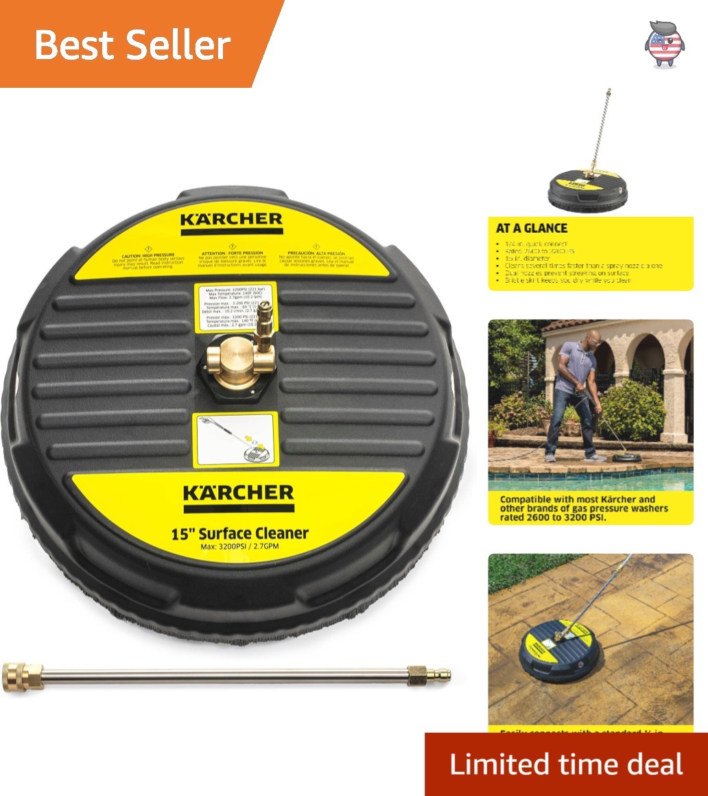 Efficient 15″ Surface Cleaner for Pressure Washers – Quick Connect, Streak-Free