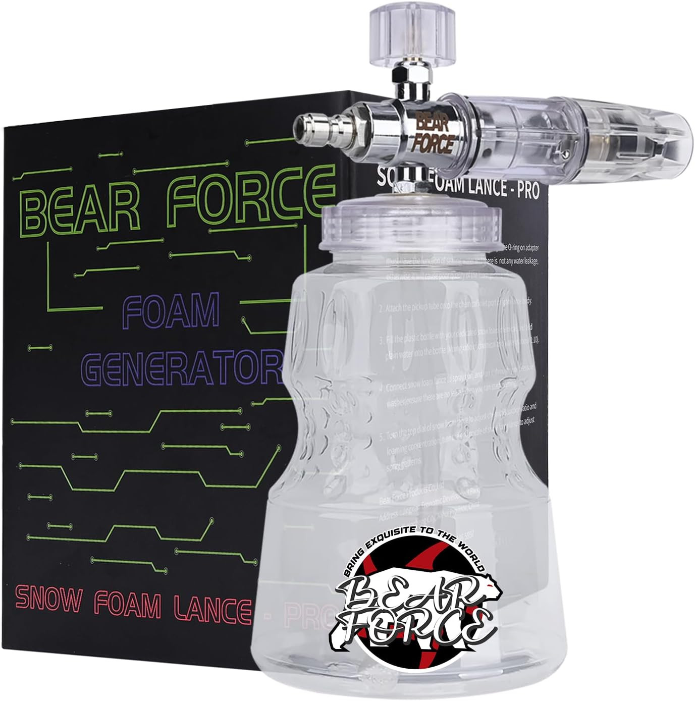BEAR FORCE Pressure Washer Aluminium Foam Cannon Generator Snow Lance with 1/4″
